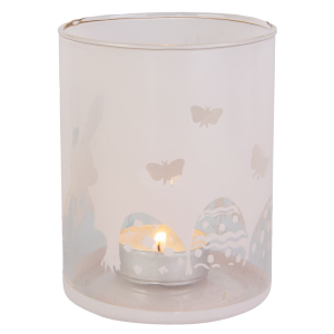 Windlicht - Osterhase - hellblau