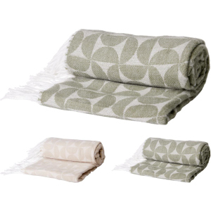 Jaquard Decke mit Fransen - ca. 130 x 160 cm - 1 Stück