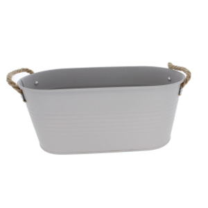 Pflanzkasten - oval mit Seilgriffen - Garden - ca. 32 cm - grau