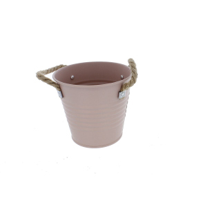 Pflanztopf - Eimer mit Seilgriffen - ca. 14 cm - rosa
