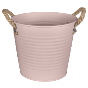 Pflanztopf - Eimer mit Seilgriffen - ca. 18 cm - rosa