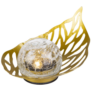 Solar LED Kugel mit Blättersilhuette - ca. 13,5 x 15,5 x 11,5 cm
