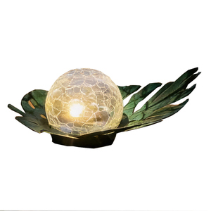 Solar LED Kugel auf Blatt - ca. 20 x 15,5 x 7 cm