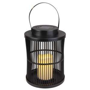 Solar LED Laterne aus Rattan - Größe M - ca. 18,5 x 26 cm