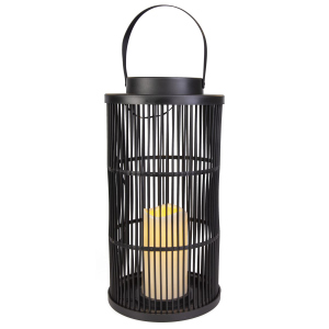 Solar LED Laterne aus Rattan - Größe L - ca. 18,5 x 36 cm