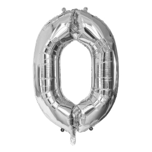 Folienballon - Zahl 0 - silber - ca. 86 cm