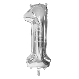 Folienballon - Zahl 1 - silber - ca. 86 cm