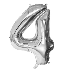 Folienballon - Zahl 4 - silber - ca. 86 cm