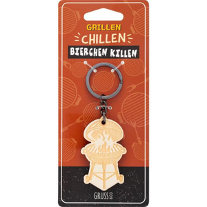 Schlüsselanhänger - Grillen - aus Holz