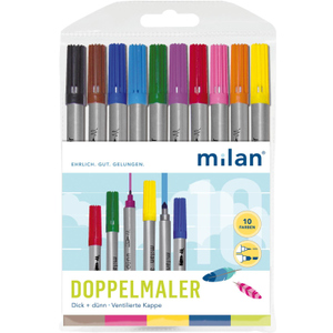 10 Doppelfasermaler - Dick + Dünn - bunt