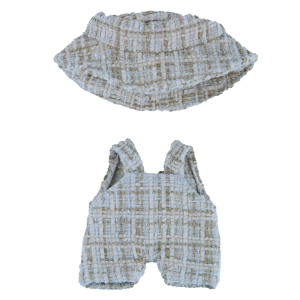 Monster Styles - Bouclé Latzhose mit Fischerhut - ca. 15 cm - blau