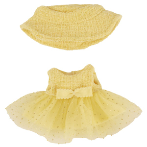 Monster Styles - Bouclé Latzhose mit Fischerhut - ca. 15 cm - gelb