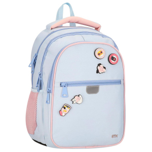 Rucksack mit Pins - hellblau/rosa