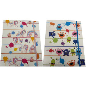 Gummizugmappe - DIN A4 - Monster & Einhorn - 1 Stück