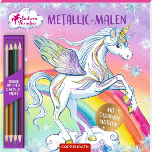 Einhorn Paradies - Metallic Malen - Malblock mit Stiften