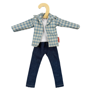 Kariertes Hemd mit Jeans - für Modepuppen der Größe 29 cm