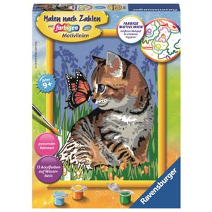 Malen nach Zahlen - Katze mit Schmetterling - Classic Serie D