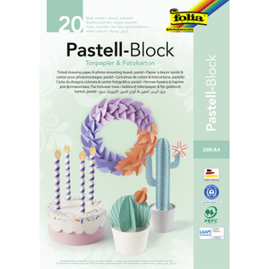 Tonpapier & Fotokarton DIN A4 - Pastell-Block - 20 Blatt in 10 Farben