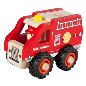 Besttoy - Holz Schiebefahrzeug - Feuerwehrauto - 13cm