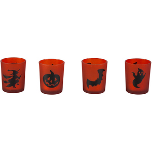 Teelichtglas - Halloween - ca. 5,5 x 6,7 cm - 1 Stück