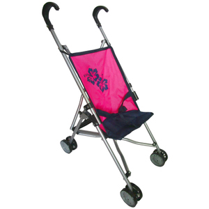 Puppenbuggy - pink/blau mit Blumen - Besttoy