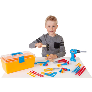 Besttoy - Werkzeug Set mit Bohrmaschine, im Koffer, gelb
