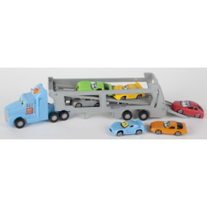 Autotransporter mit Freilauf - inkl. 6 Fahrzeuge - 32x9x5 cm - 1 Stück