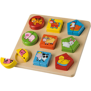 Besttoy - Holz-Puzzle - Bauernhof - geometrische Formen - 18 Teile