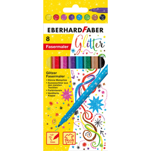 8 Fasermaler - Glitzer - dünne Malspitze