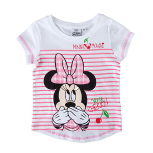 T-Shirt - Minnie Mouse, Very Cherry -weiss, gestreift