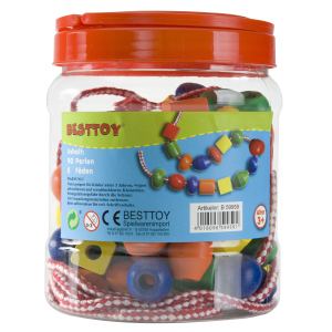 Holzperlen-Set - 80 Perlen und 5 Fäden - Besttoy