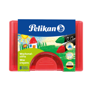 Pelikan, 8 Wachsmaler wasserfest, dreieckig in Box