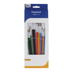 Haarpinselset - bunte Griffe - 12 Teile