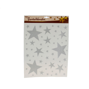 Fenstersticker - Weihnachten - Sterne mit Glitzer - silber