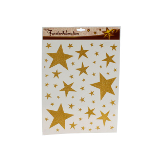 Fenstersticker - Weihnachten - Sterne mit Glitzer - gold