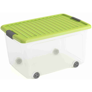 KIS - Rollenbox mit Deckel - L - transparent/grün