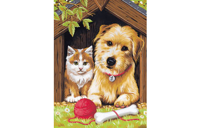 Malen nach Zahlen Gute Freunde -Katze und Hund