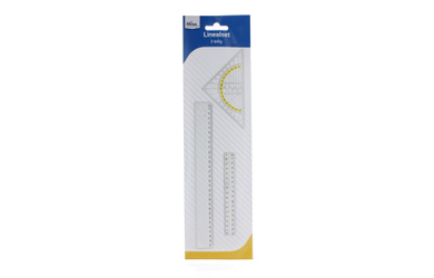 Linealset 3-teilig - Lineal 30cm + 16cm + Geodreieck