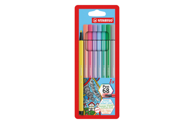STABILO Pen 68 - 8 Fasermaler - Pastellfarben