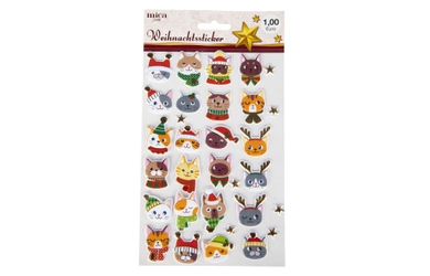 Weihnachtssticker - Katzen - 24 Stück