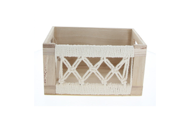 Box - geflochtene Seiten - aus Holz - ca. 35 x 25 x 18 cm