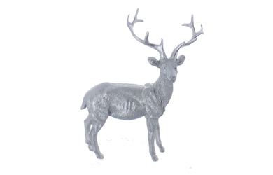 Hirsch stehend - silber - aus Polyresin - ca. 25 x 5 x 18 cm