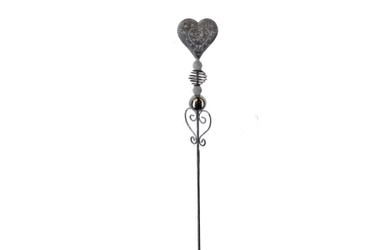 Pflanzenstecker - Herz - grau - aus Metall - ca. 100 x 9 cm