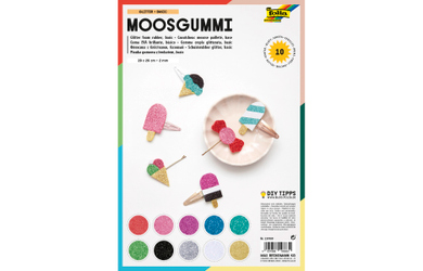 Folia - Moosgummi Glitter Basic, 10 Blatt