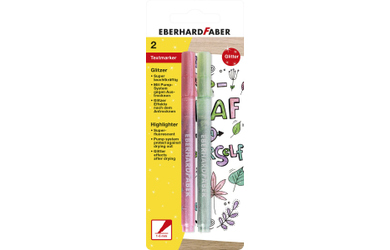 Textmarker - Glitzer Pastell - rosa, grün