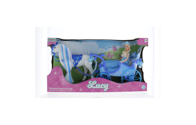 Besttoy - Prinzessinnenkutsche - blau - mit Pferd und Modepuppe