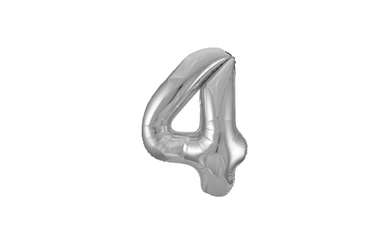 Minifolienballon Zahl 4 silber - ca. 40 cm