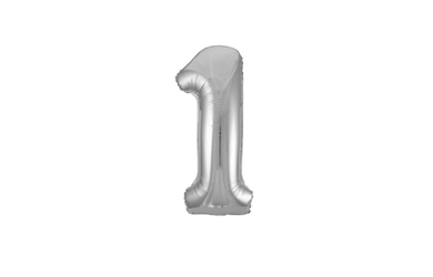 Folienballon Zahl 1 silber - ca. 86 cm