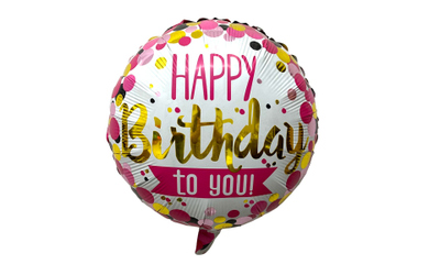 Folienballon - Happy Birthday - rund - ca. 45 cm