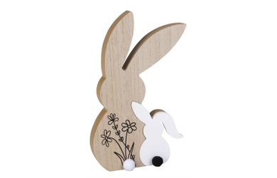 Holz-Standdeko - Hasenmama mit Kind - ca. 15 x 2,5 x 25 cm